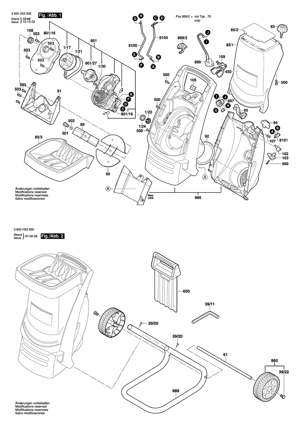 Bosch AXT RAPID 2000 / 3600H53570 / GB 230 Volt Spare Parts