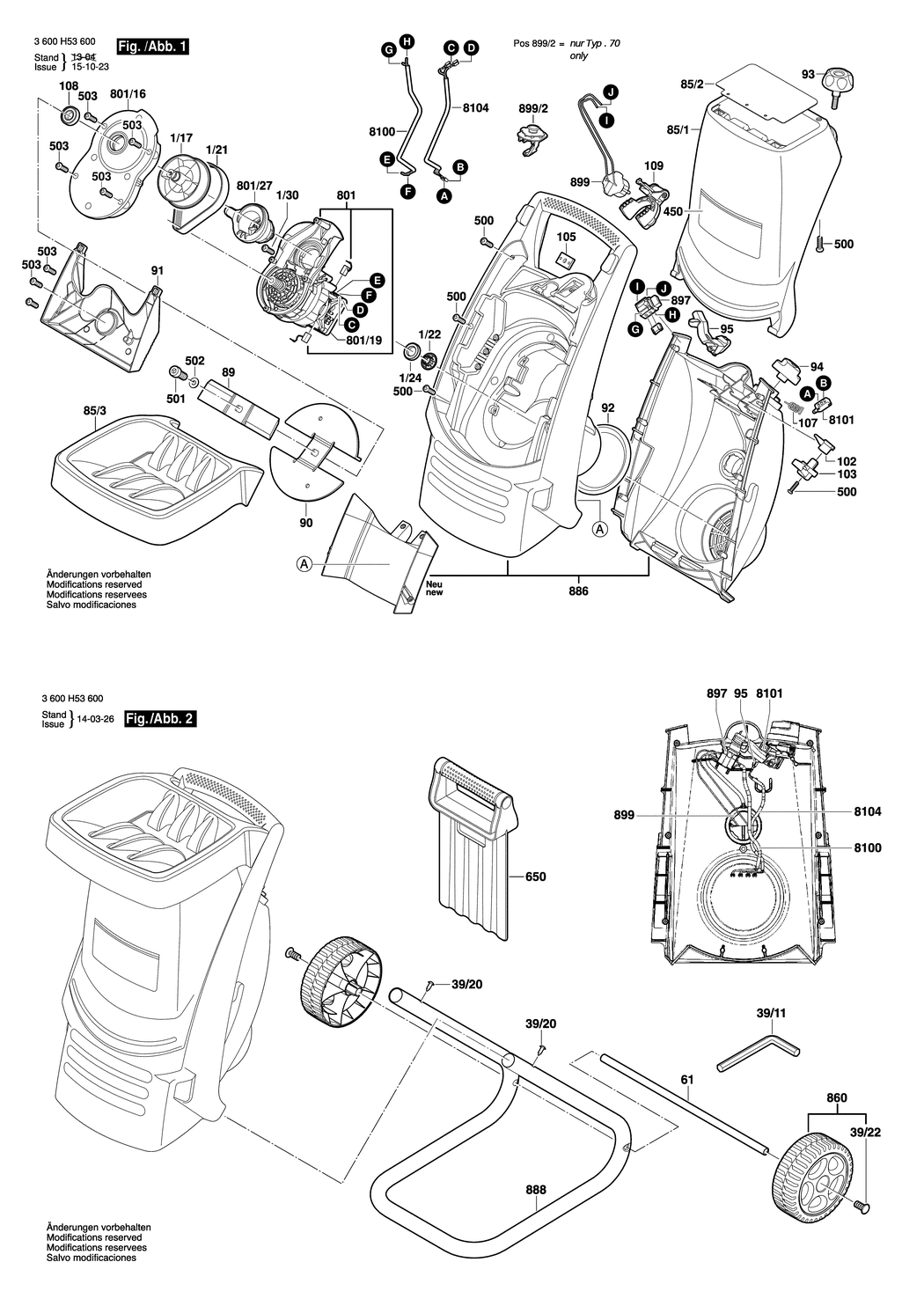 Bosch AXT RAPID 2200 / 3600H53600 / EU 230 Volt Spare Parts