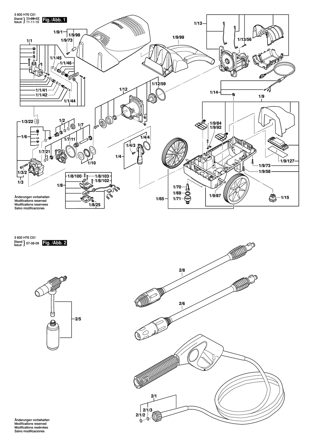 Bosch AQUATAK 110 / 3600H76C31 / CH 230 Volt Spare Parts