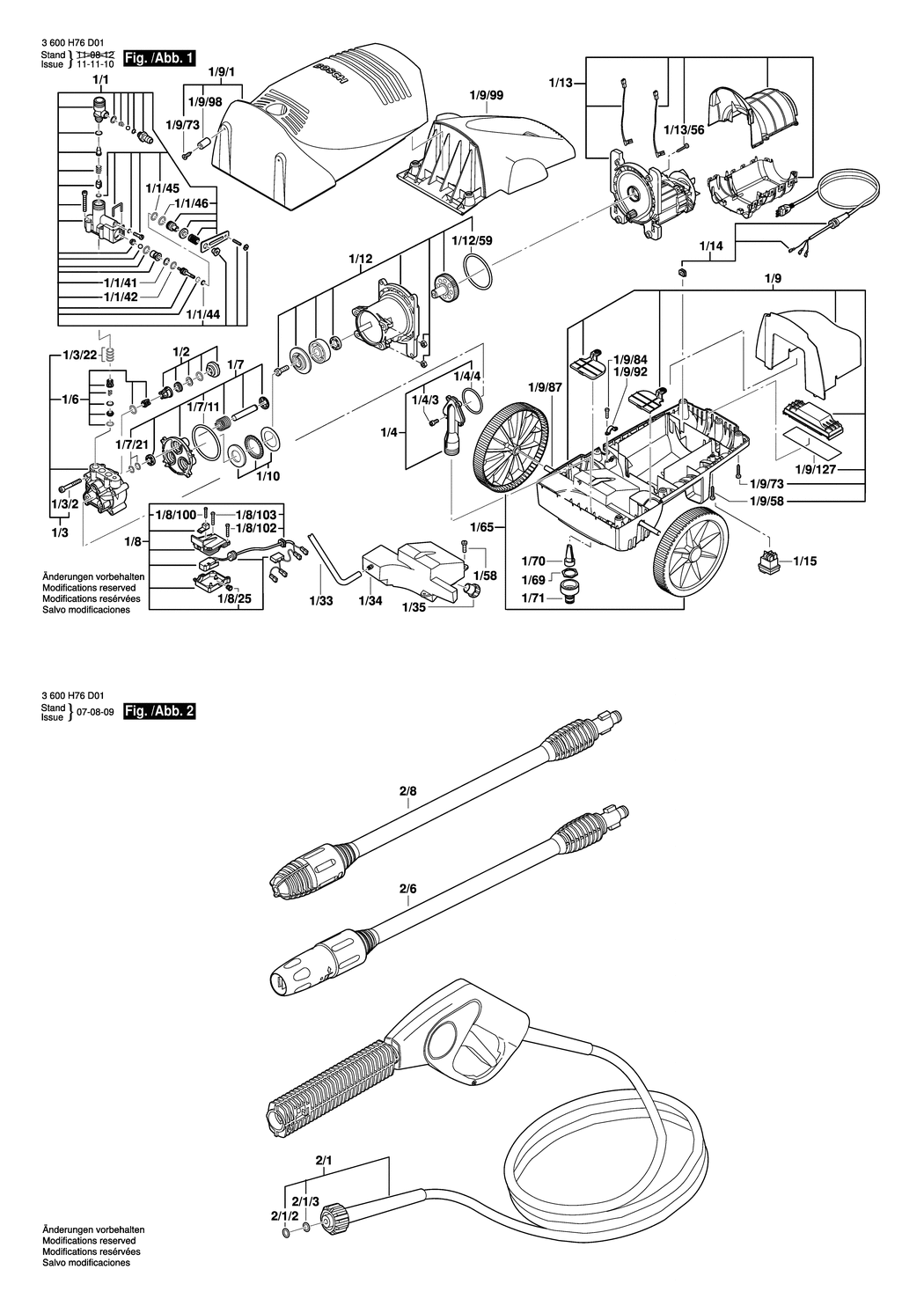 Bosch AQUATAK 110 PLUS / 3600H76D31 / CH 230 Volt Spare Parts