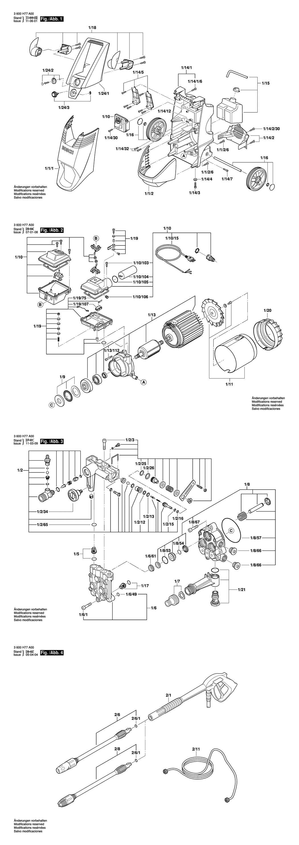 Bosch AQUATAK 150 PRO / 3600H77A00 / EU 230 Volt Spare Parts