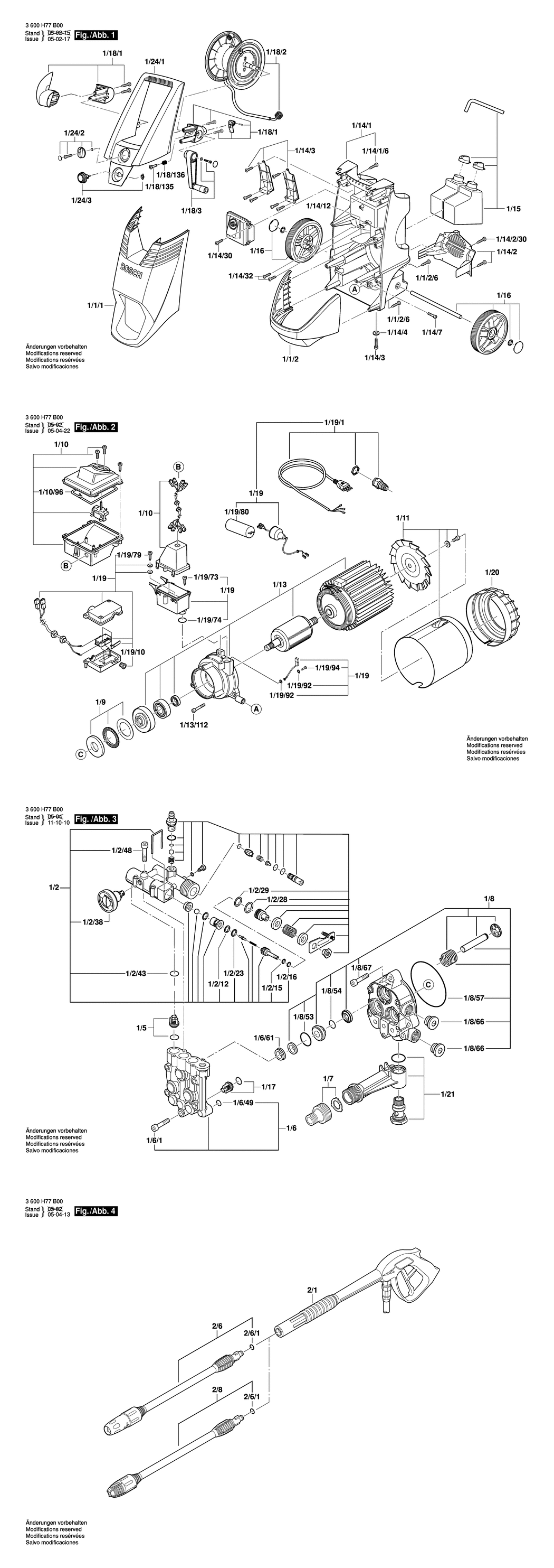 Bosch AQUATAK 150 PRO X / 3600H77B70 / GB 230 Volt Spare Parts