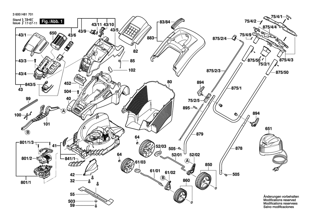 Bosch ROTAK 37 LI / 3600H81701 / --- 36 Volt Spare Parts