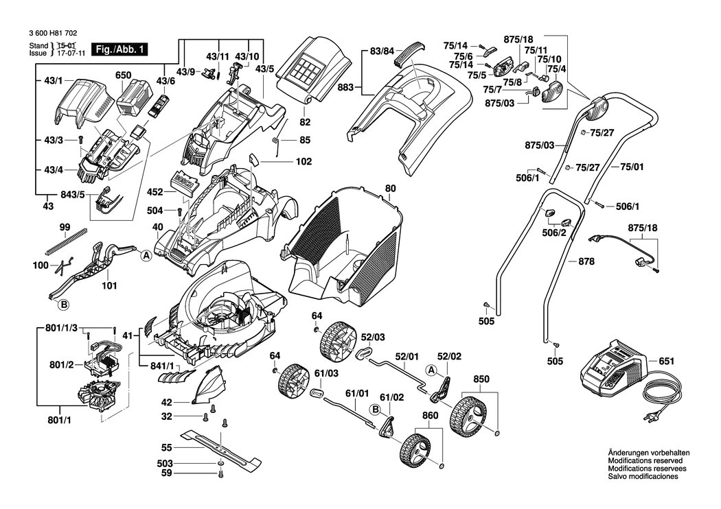 Bosch ROTAK 370 LI / 3600H81702 / --- 36 Volt Spare Parts