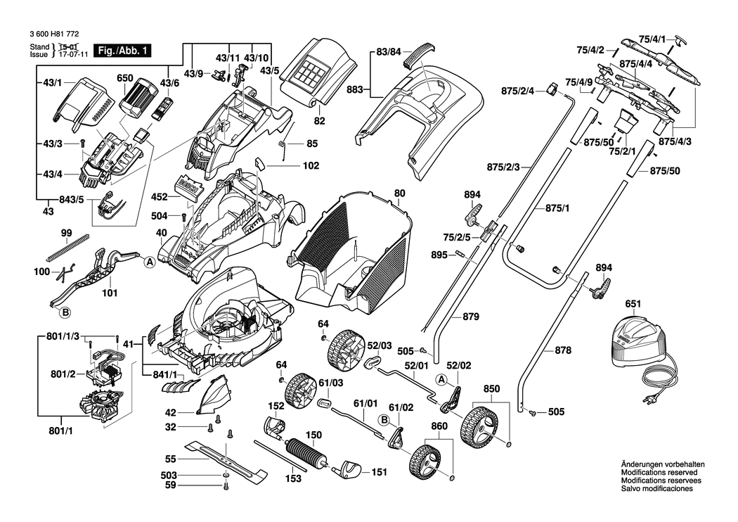 Bosch ROTAK 370 LI Ultra / 3600H81772 / --- 36 Volt Spare Parts
