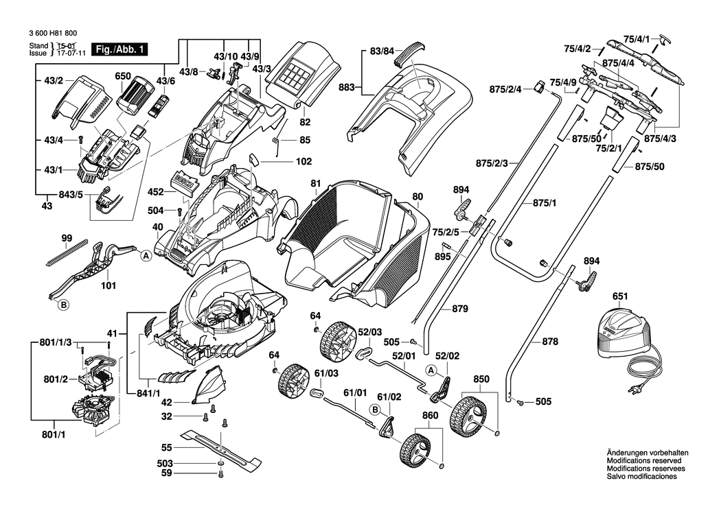 Bosch ROTAK 43 LI ʎRGOFLEX) / 3600H81800 / --- 36 Volt Spare Parts