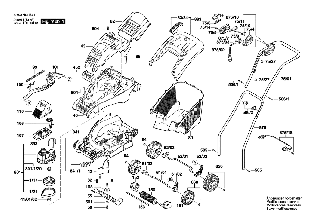 Bosch ROTAK 37 / 3600H81B71 / --- 230 Volt Spare Parts