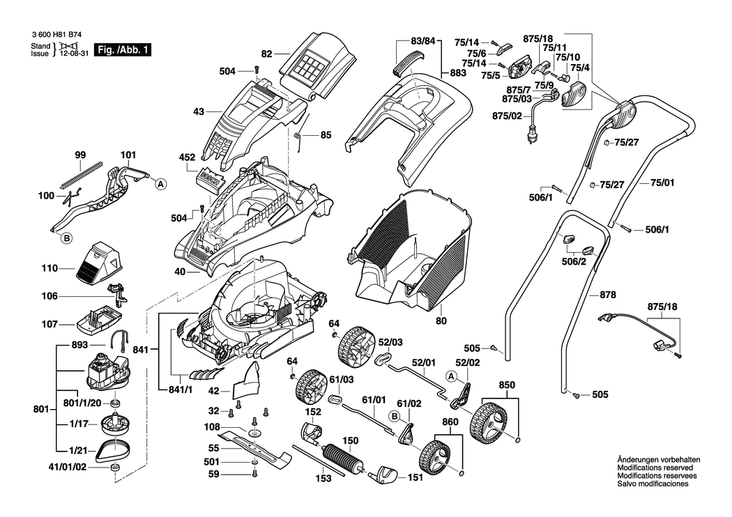 Bosch ROTAK 37 / 3600H81B74 / --- 230 Volt Spare Parts