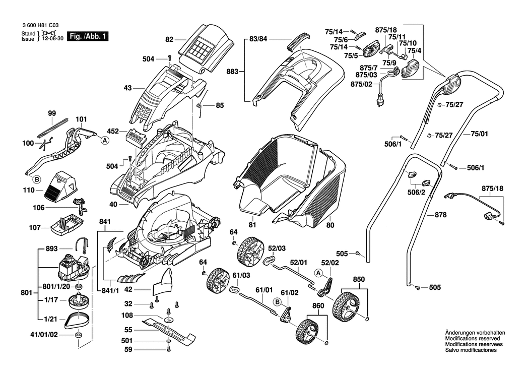 Bosch ROTAK 43 / 3600H81D02 / --- 240 Volt Spare Parts