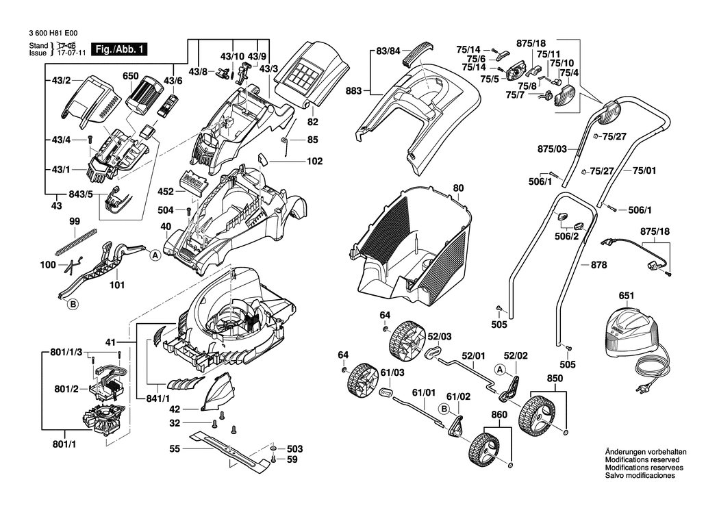 Bosch ROTAK 34 LI / 3600H81E01 / --- 36 Volt Spare Parts
