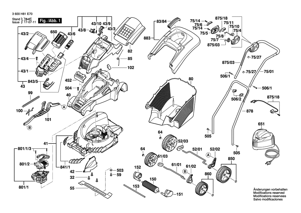 Bosch ROTAK 34 LI / 3600H81E70 / --- 36 Volt Spare Parts