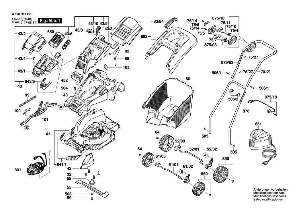 Bosch ROTAK 37 LI / 3600H81F00 / --- 36 Volt Spare Parts