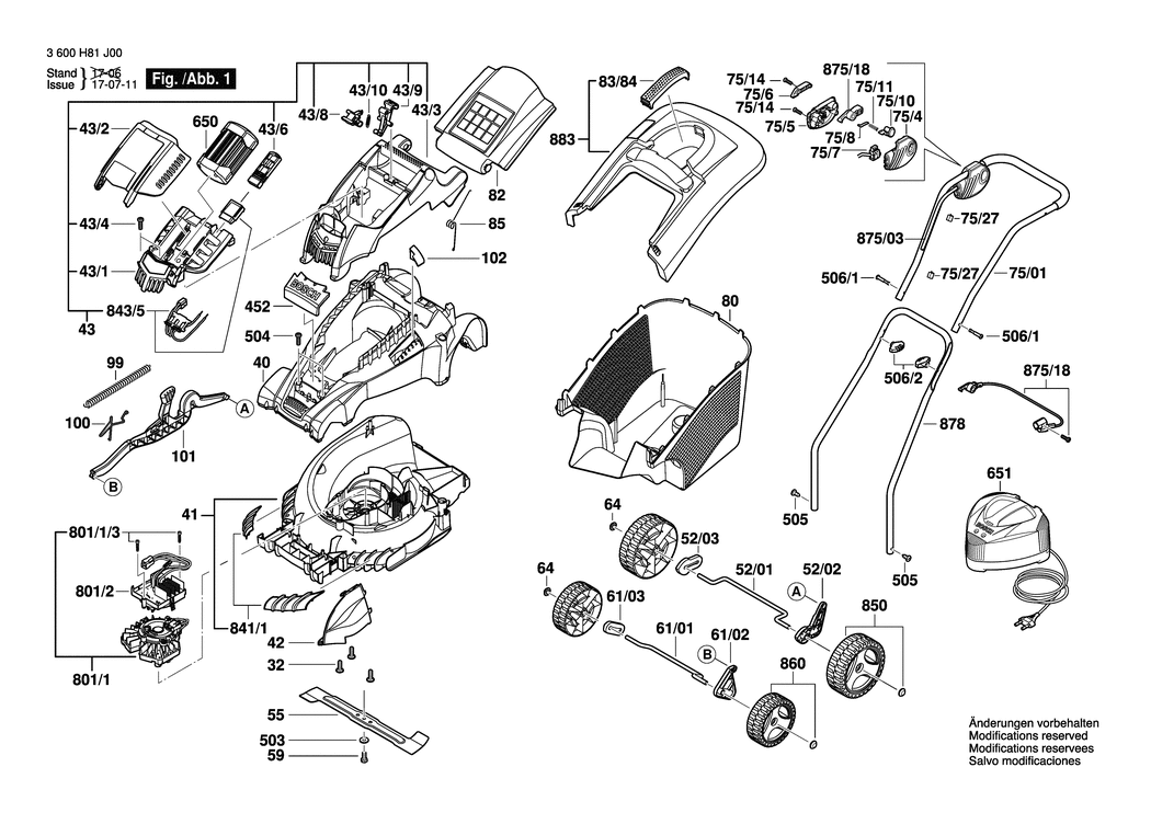 Bosch ROTAK 37 LI / 3600H81JB0 / --- 36 Volt Spare Parts