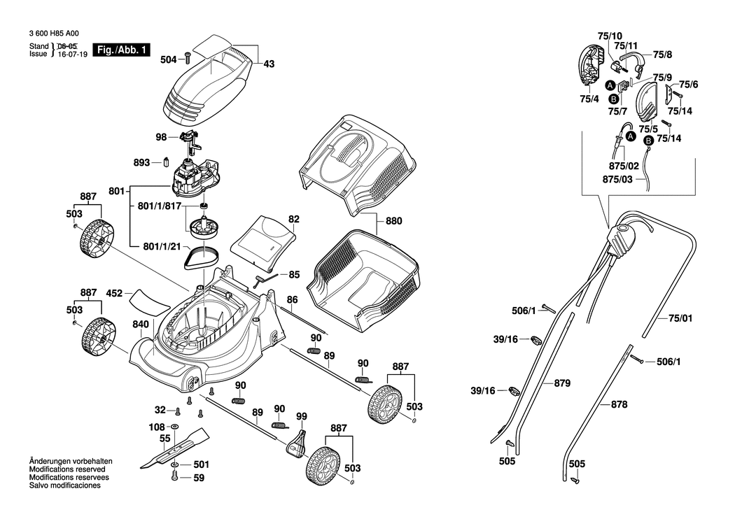 Bosch ROTAK 320 / 3600H85A30 / CH 230 Volt Spare Parts