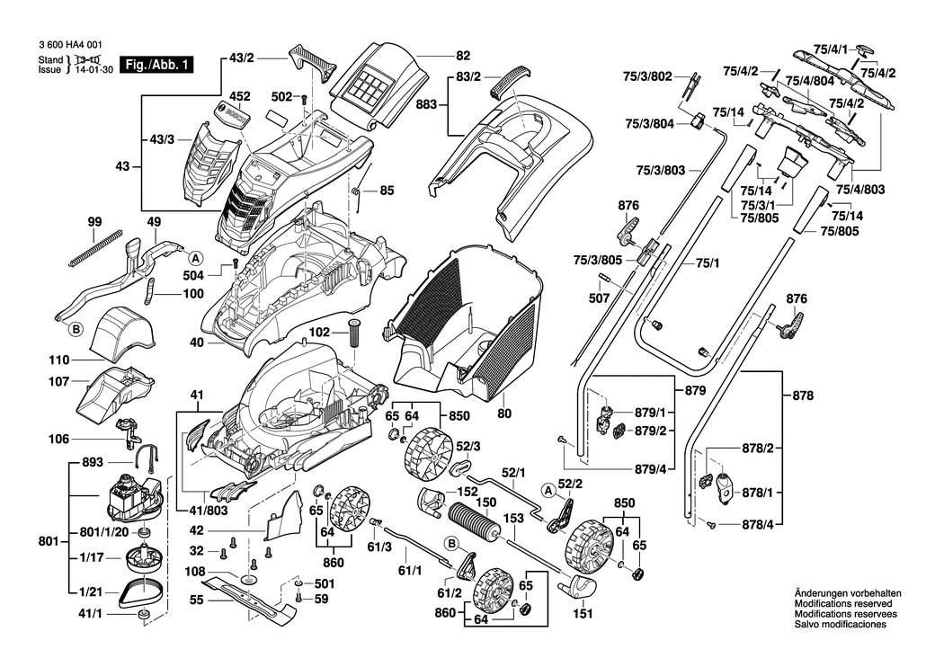 Bosch Rotak 1400-37 R / 3600HA4101 / EU 230 Volt Spare Parts