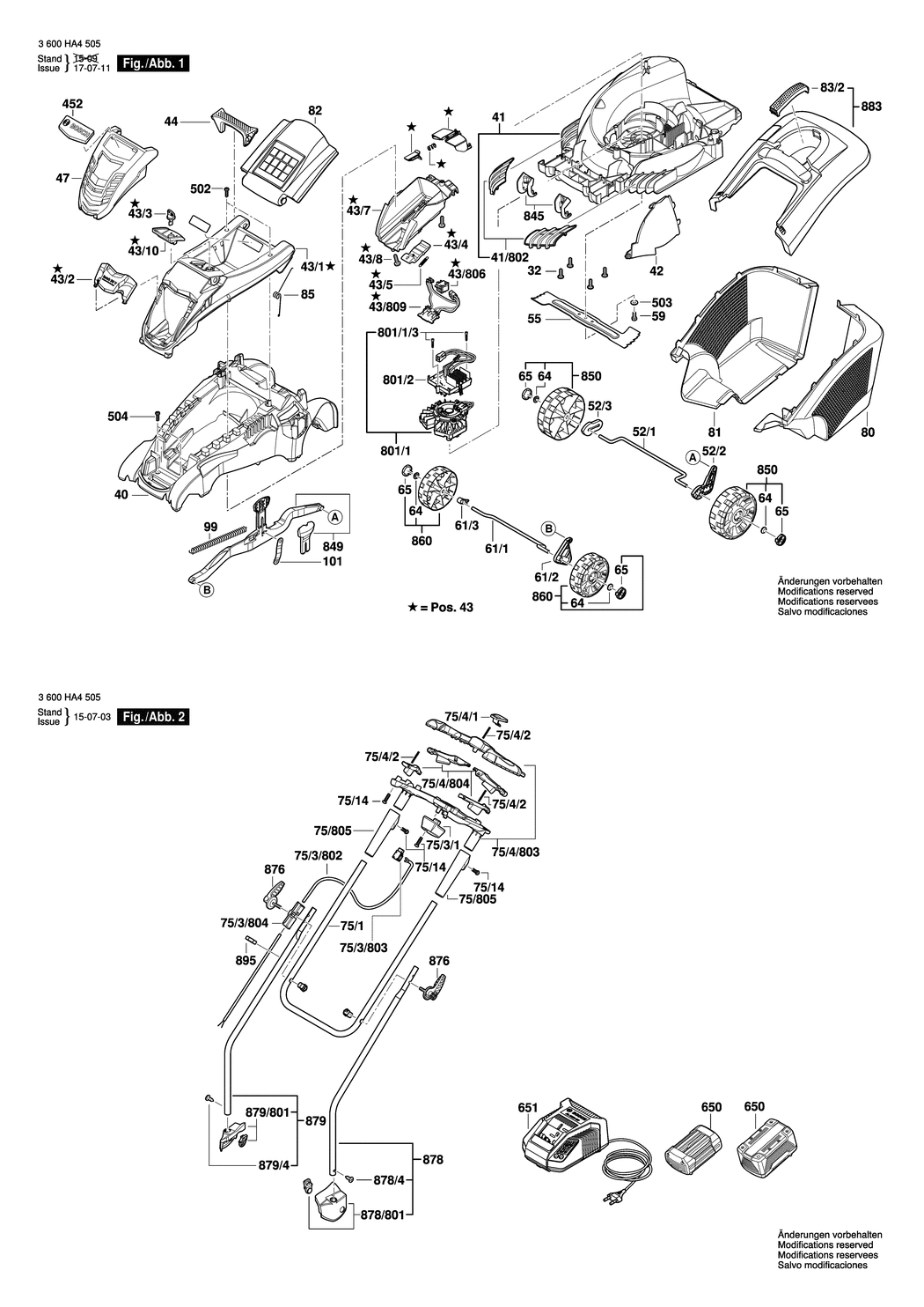 Bosch Rotak 43 LI / 3600HA4505 / EU 36 Volt Spare Parts