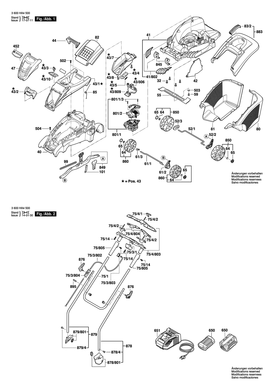 Bosch Rotak 43 LI / 3600HA4508 / EU 36 Volt Spare Parts