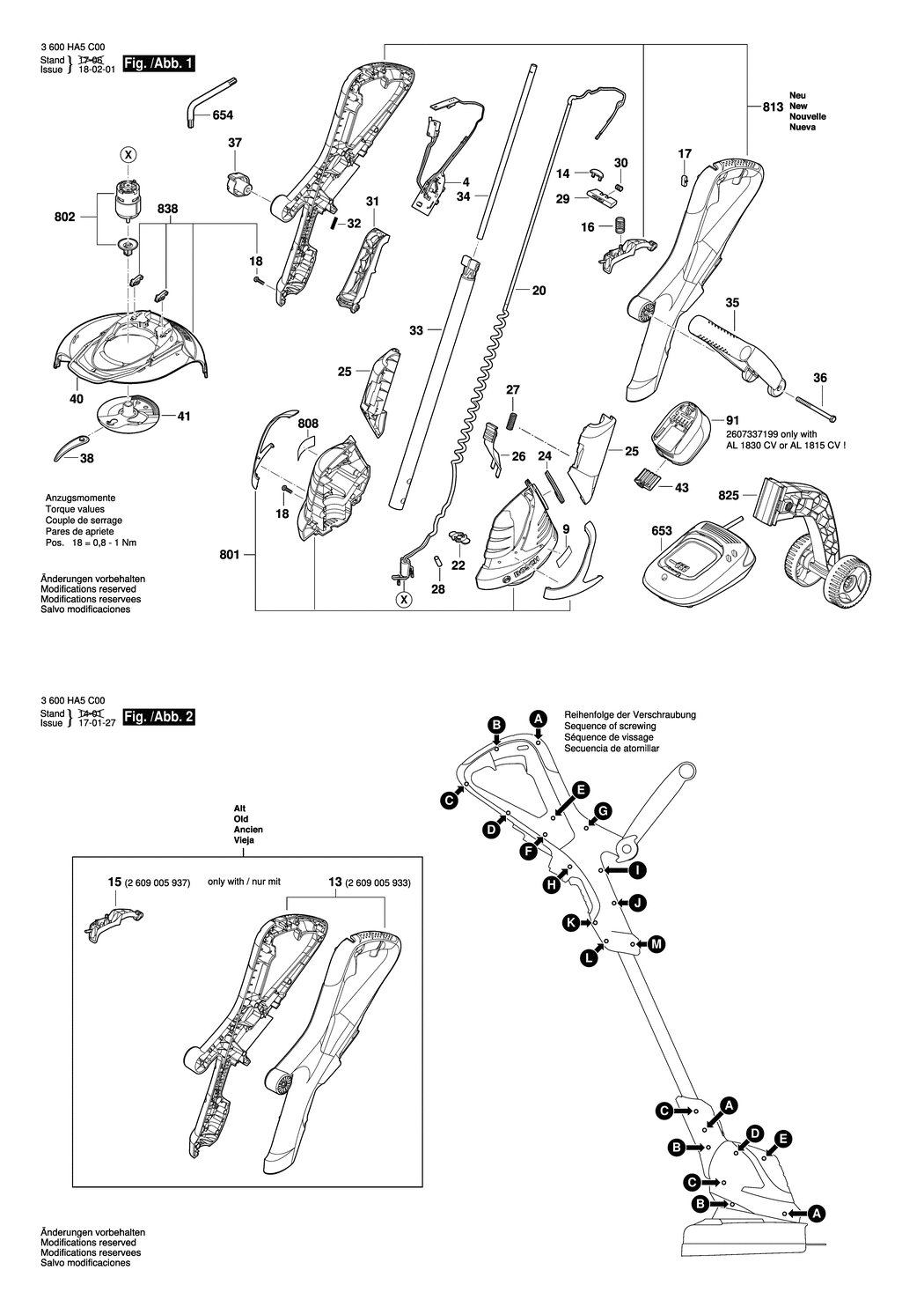 Bosch ART 23-18 LI / 3600HA5C00 / EU 18 Volt Spare Parts