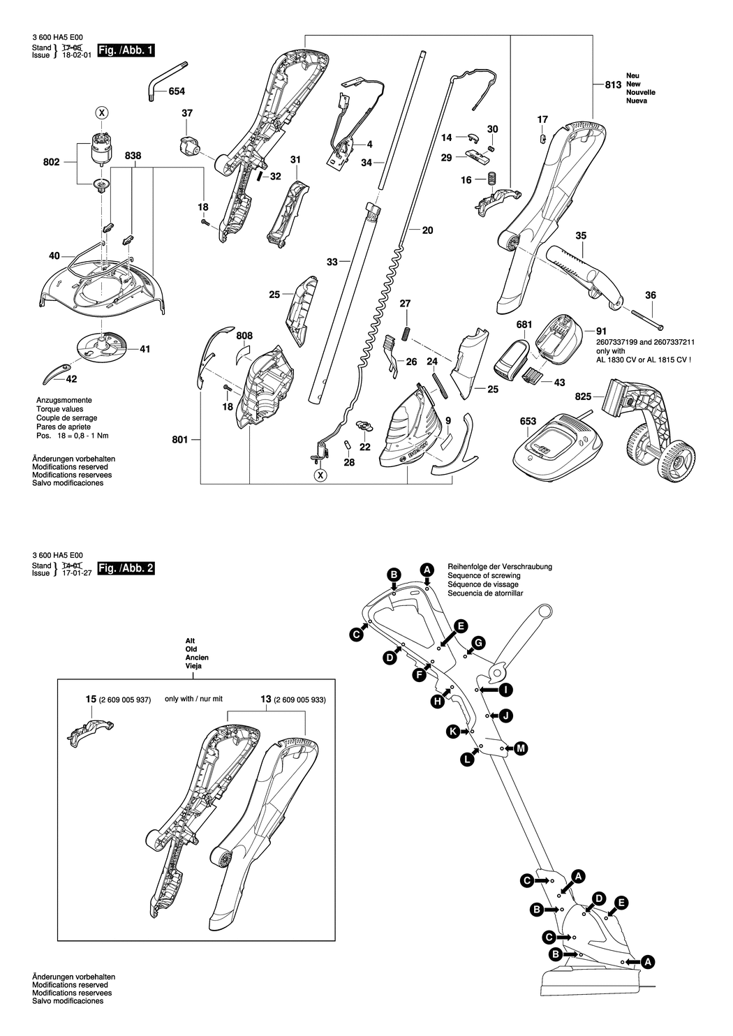 Bosch ART 26-18 LI / 3600HA5E00 / EU 18 Volt Spare Parts