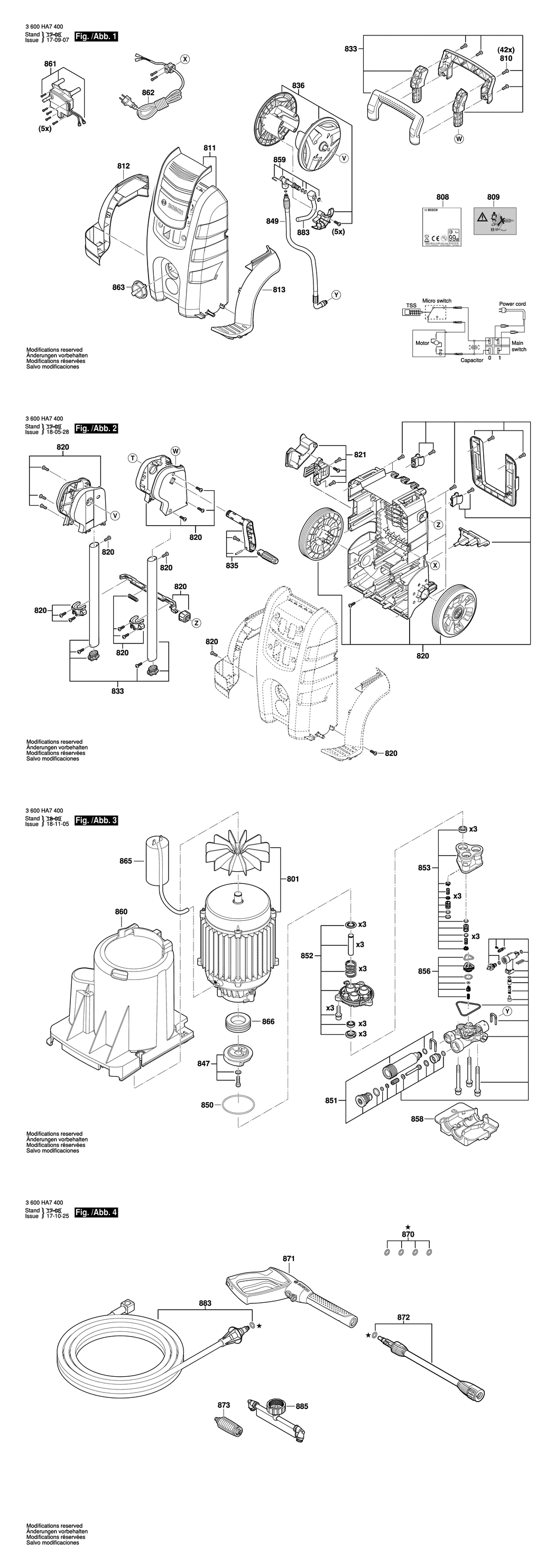 Bosch AQT 45-14 X / 3600HA7430 / CH 230 Volt Spare Parts