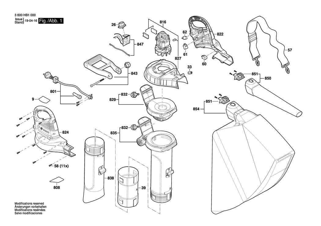 Bosch UniversalGardenTidy / 3600HB1000 / EU 230 Volt Spare Parts