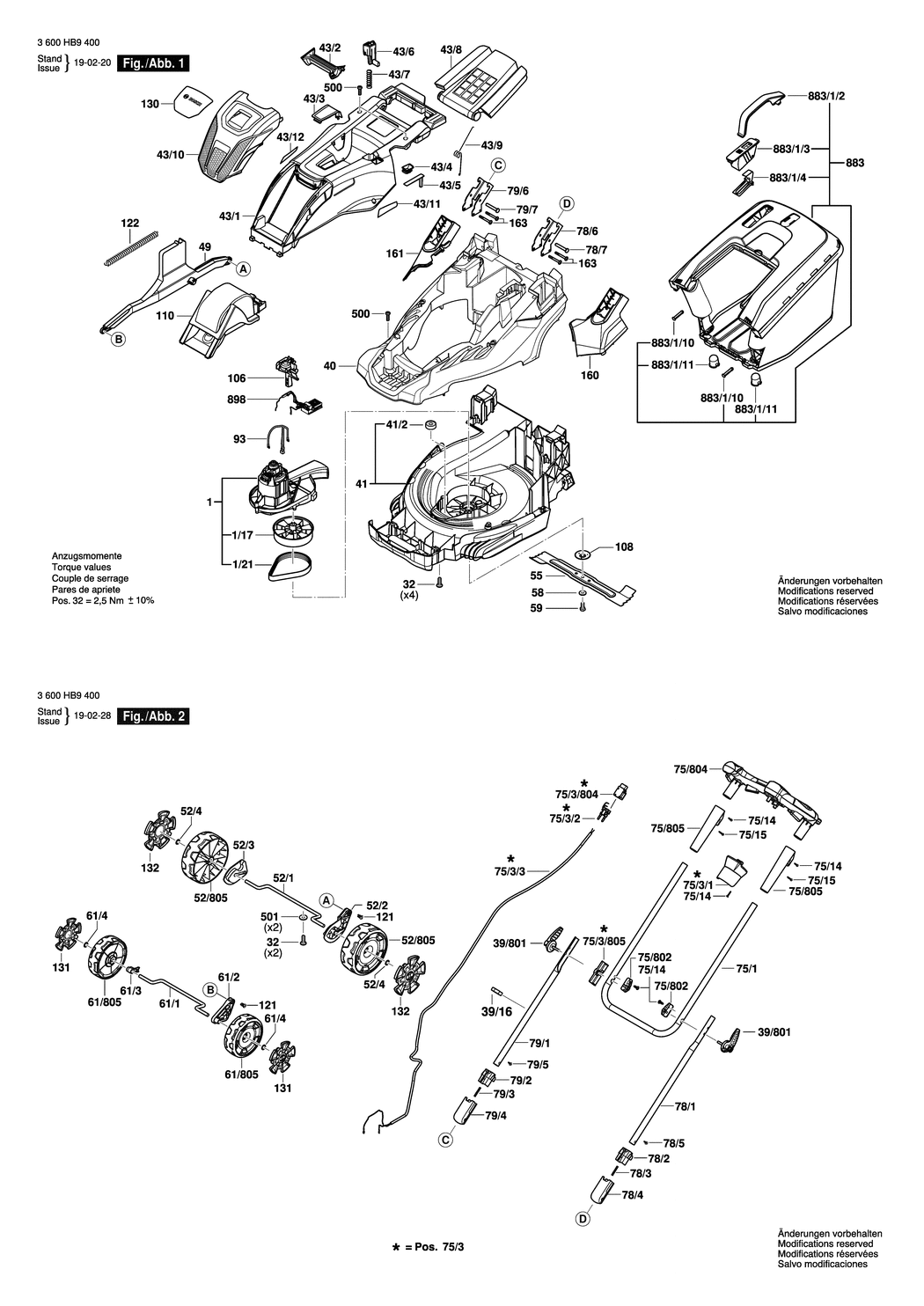 Bosch UniversalRotak 650 / 3600HB9400 / EU 230 Volt Spare Parts