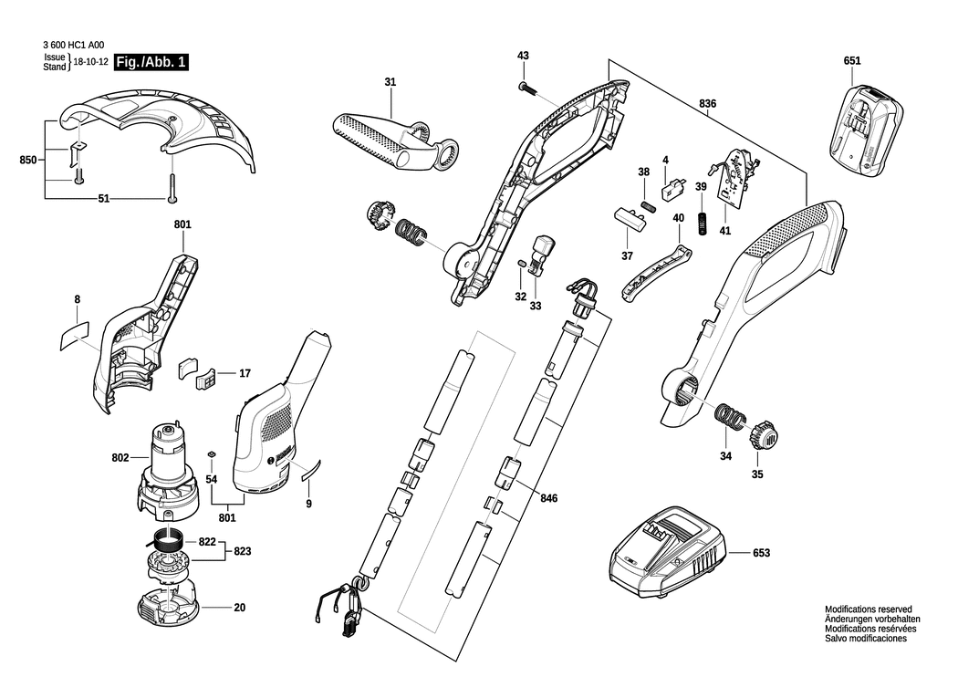 Bosch EasyGrassCut 18-230 / 3600HC1A00 / EU 18 Volt Spare Parts