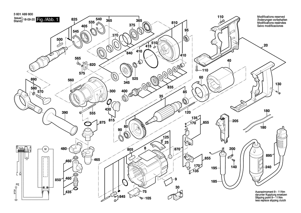 Bosch GDB 180 WE / 3601A89800 / EU 230 Volt Spare Parts