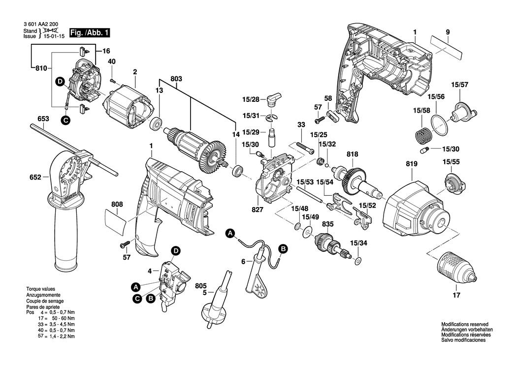 Bosch GSB 18-2 RE / 3601AA2290 / --- 230 Volt Spare Parts