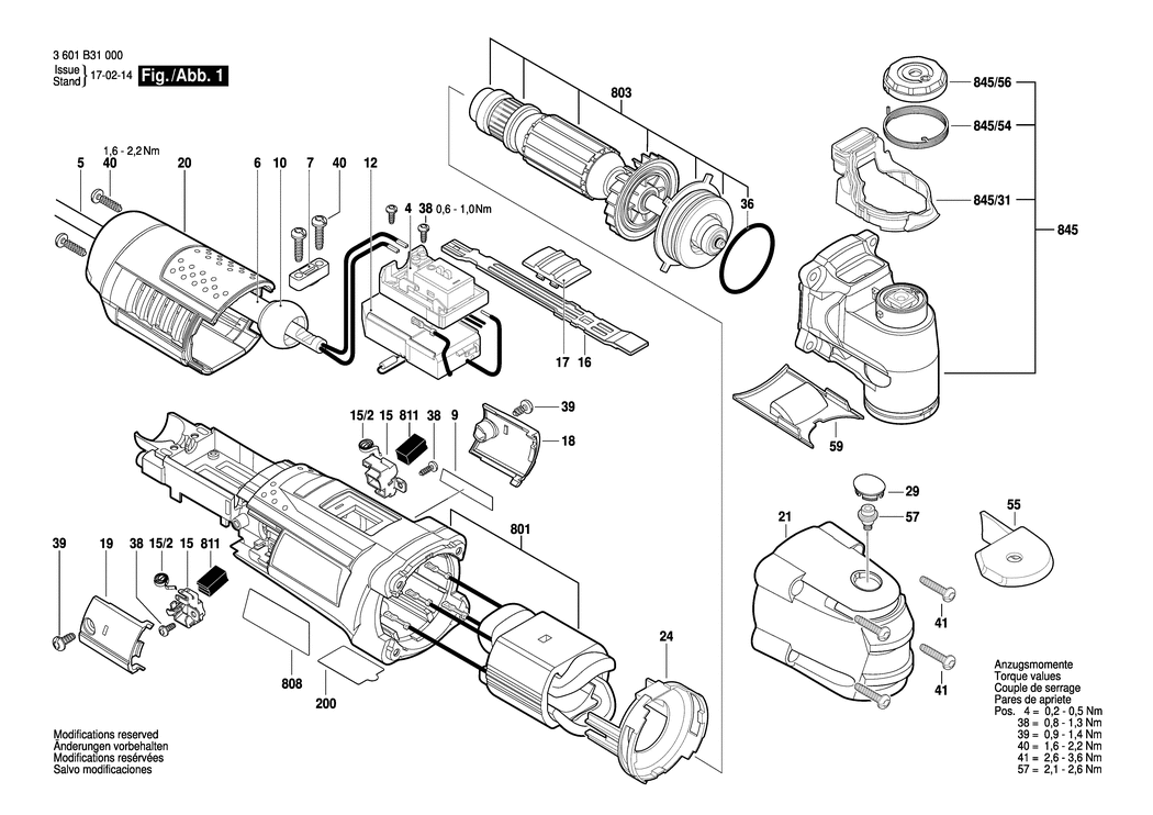 Bosch GOP 40-30 / 3601B31030 / CH 230 Volt Spare Parts