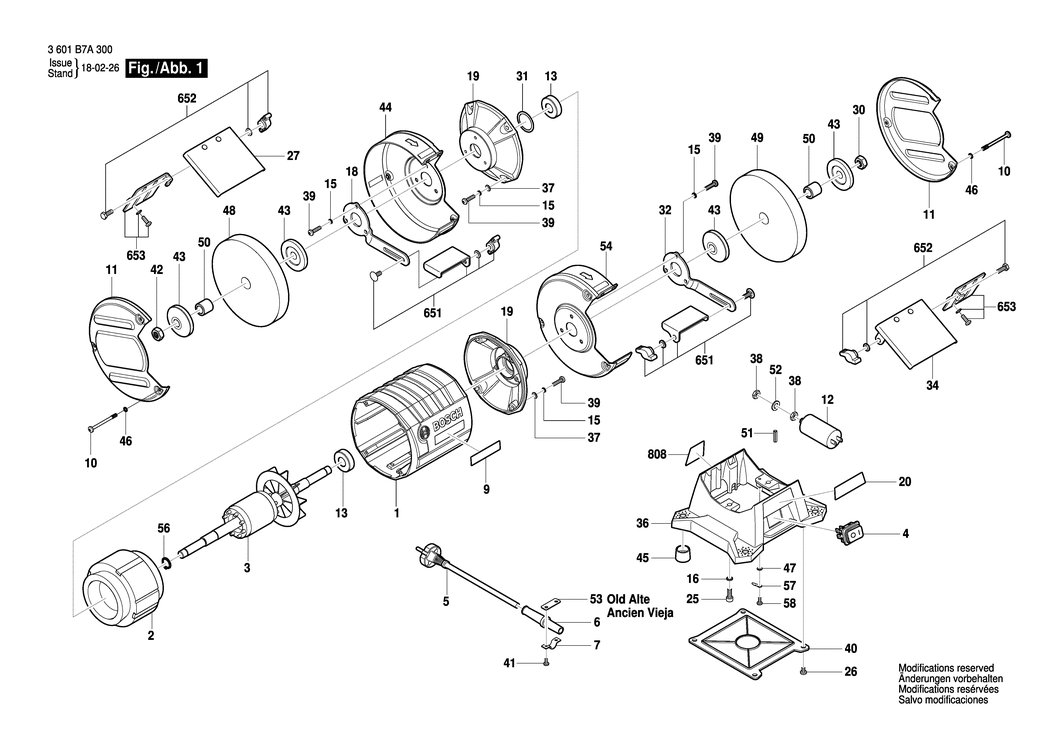Bosch GBG 35-15 / 3601B7A300 / EU 230 Volt Spare Parts