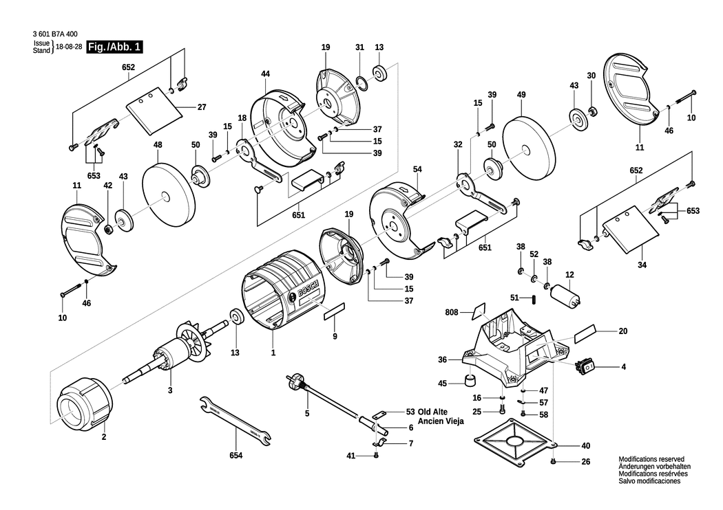 Bosch GBG 60-20 / 3601B7A400 / EU 230 Volt Spare Parts
