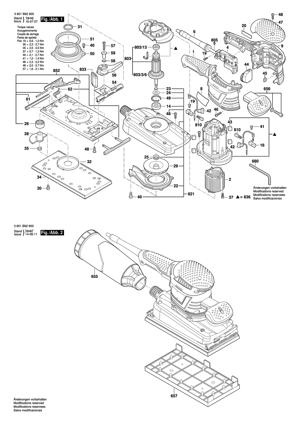 Bosch GSS 280 AVE / 3601B92900 / EU 230 Volt Spare Parts