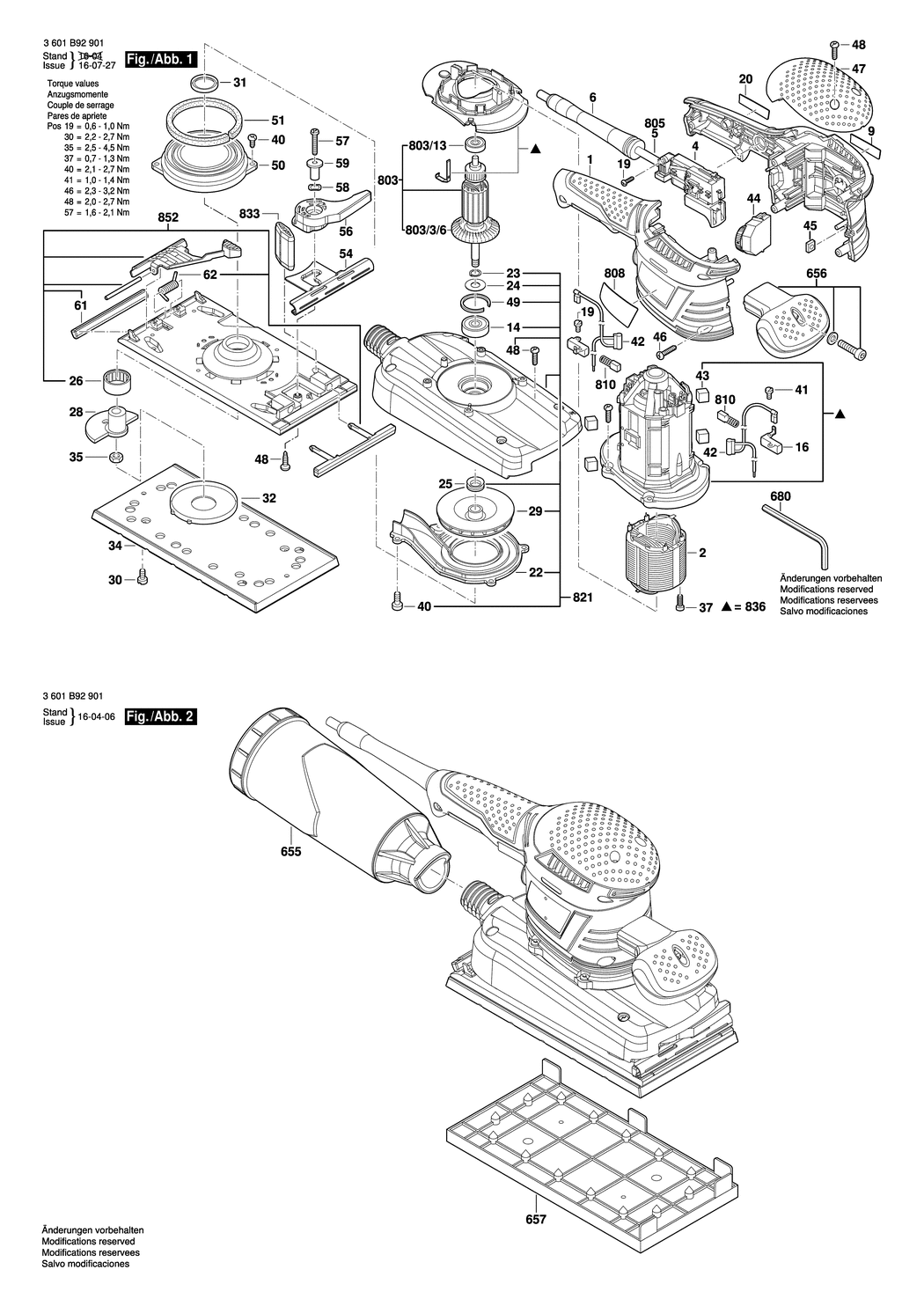 Bosch GSS 280 AVE / 3601B92901 / EU 230 Volt Spare Parts