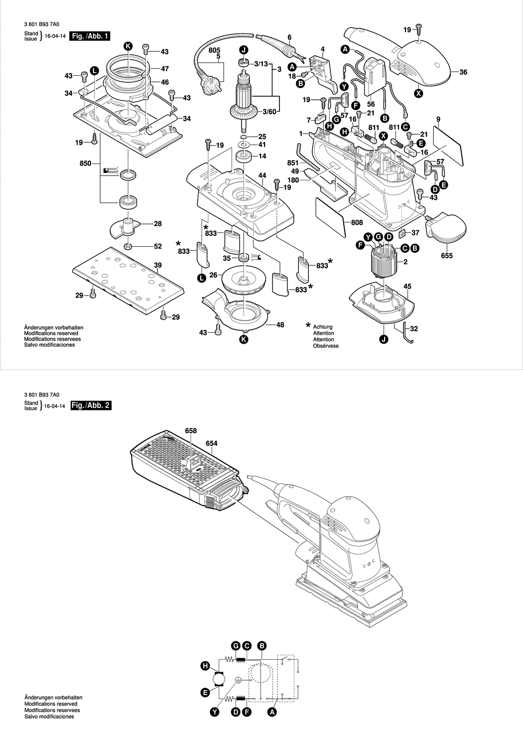 Bosch GSS 280 AE / 3601B937A1 / CH 230 Volt Spare Parts