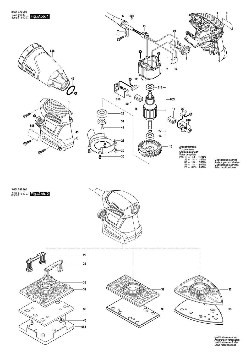 Bosch GSS 160-1 A / 3601BA2300 / EU 230 Volt Spare Parts