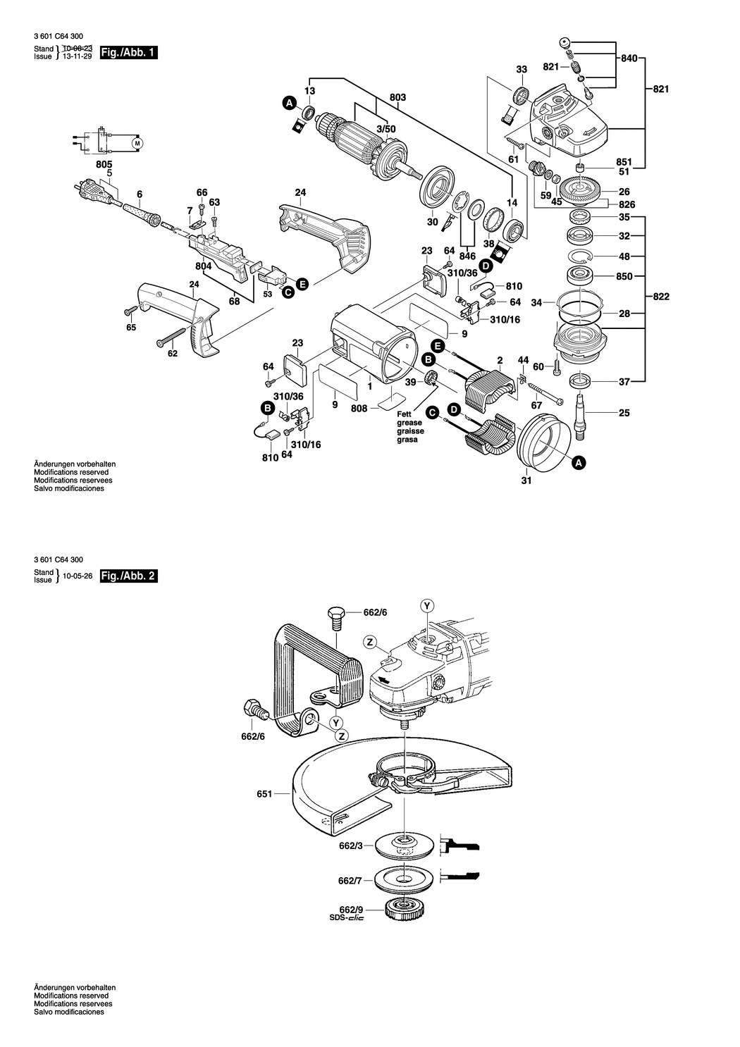 Bosch GWS 24-300 / 3601C64360 / GB 110 Volt Spare Parts