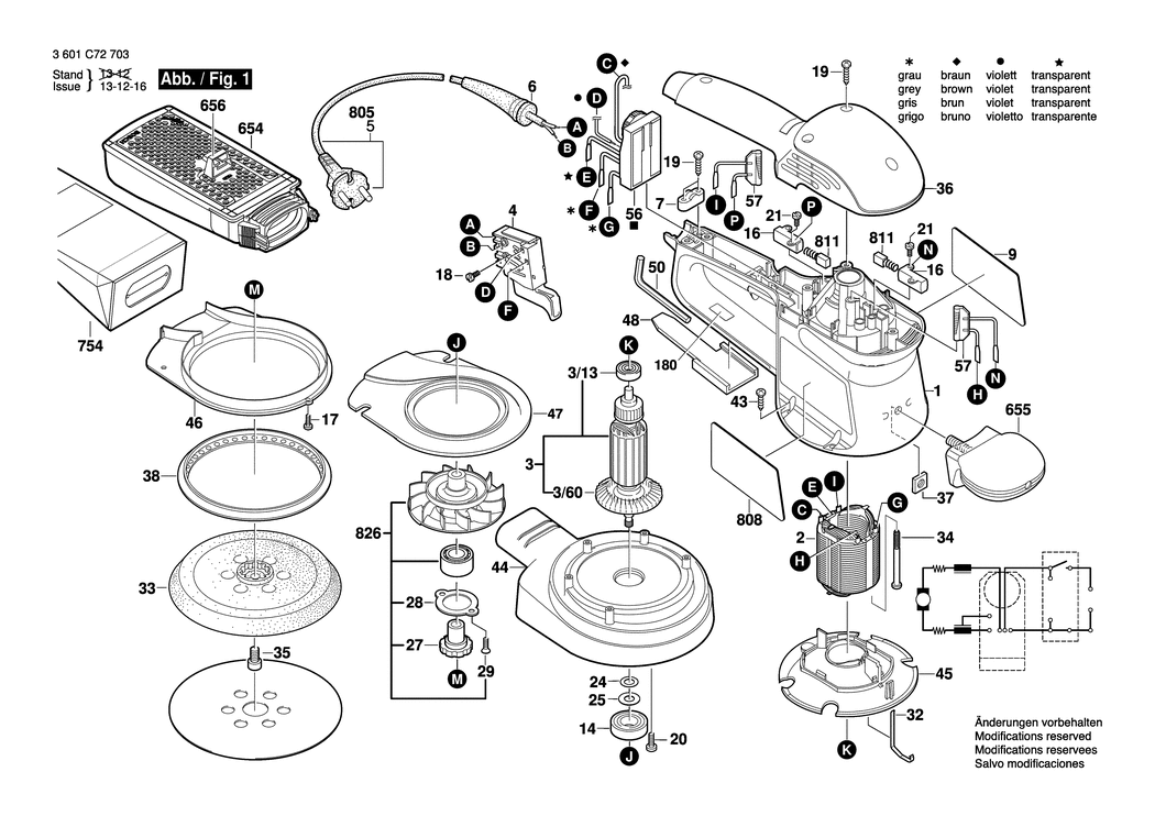 Bosch GEX 150 AC / 3601C72732 / CH 230 Volt Spare Parts