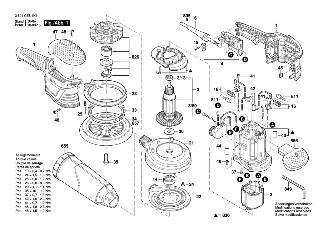 Bosch GEX 125-150 AVE / 3601C7B1K1 / --- 230 Volt Spare Parts