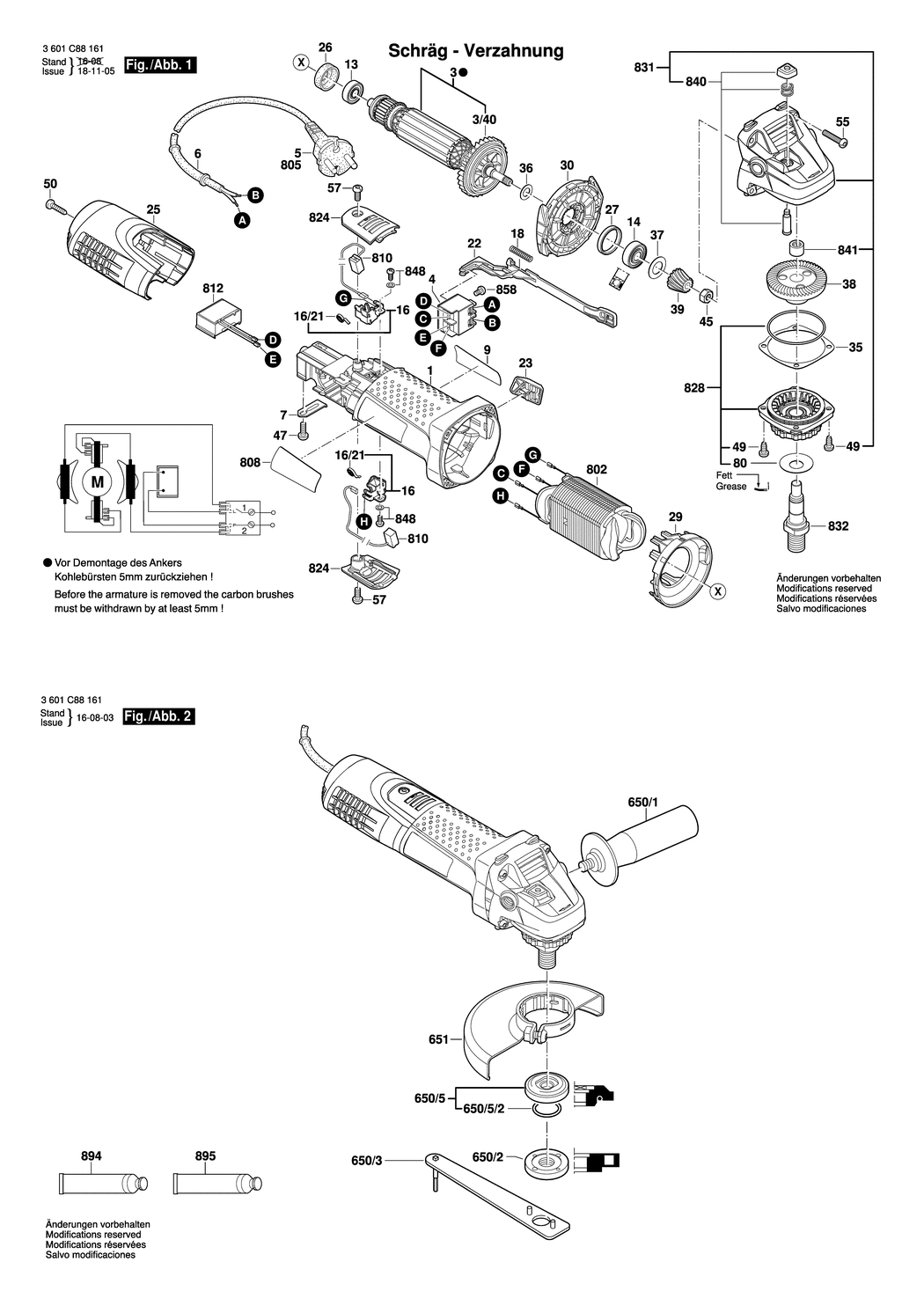 Bosch GWS 7-115 / 3601C88164 / GB 110 Volt Spare Parts