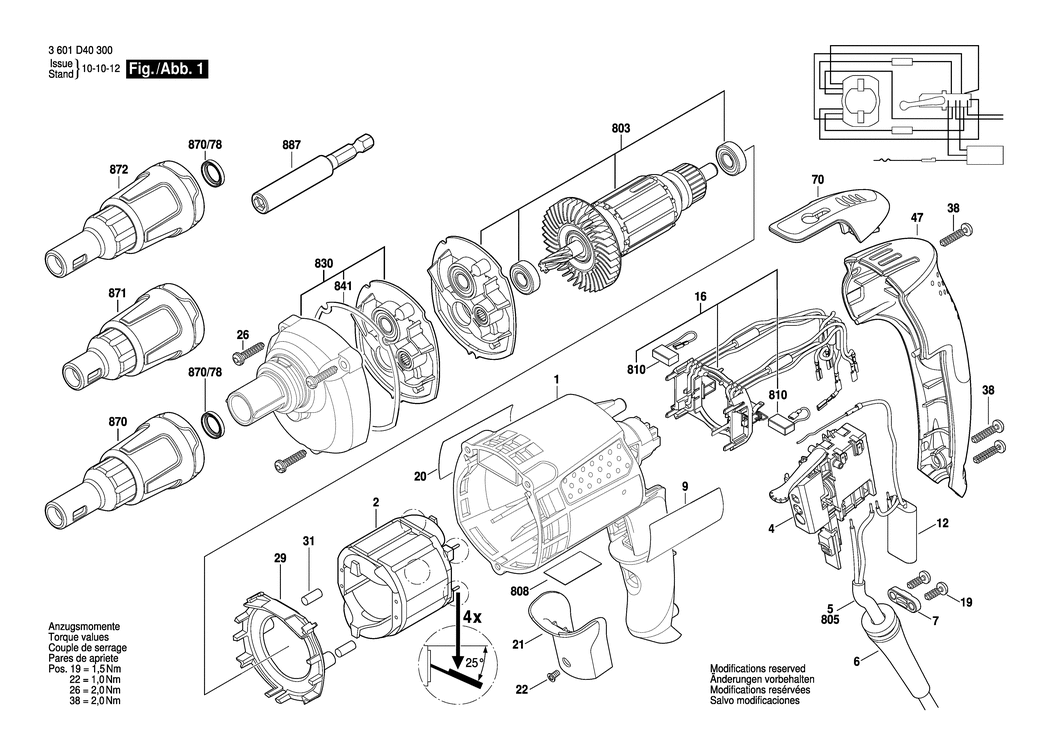 Bosch GSR 6-45 TE / 3601D40390 / I 230 Volt Spare Parts