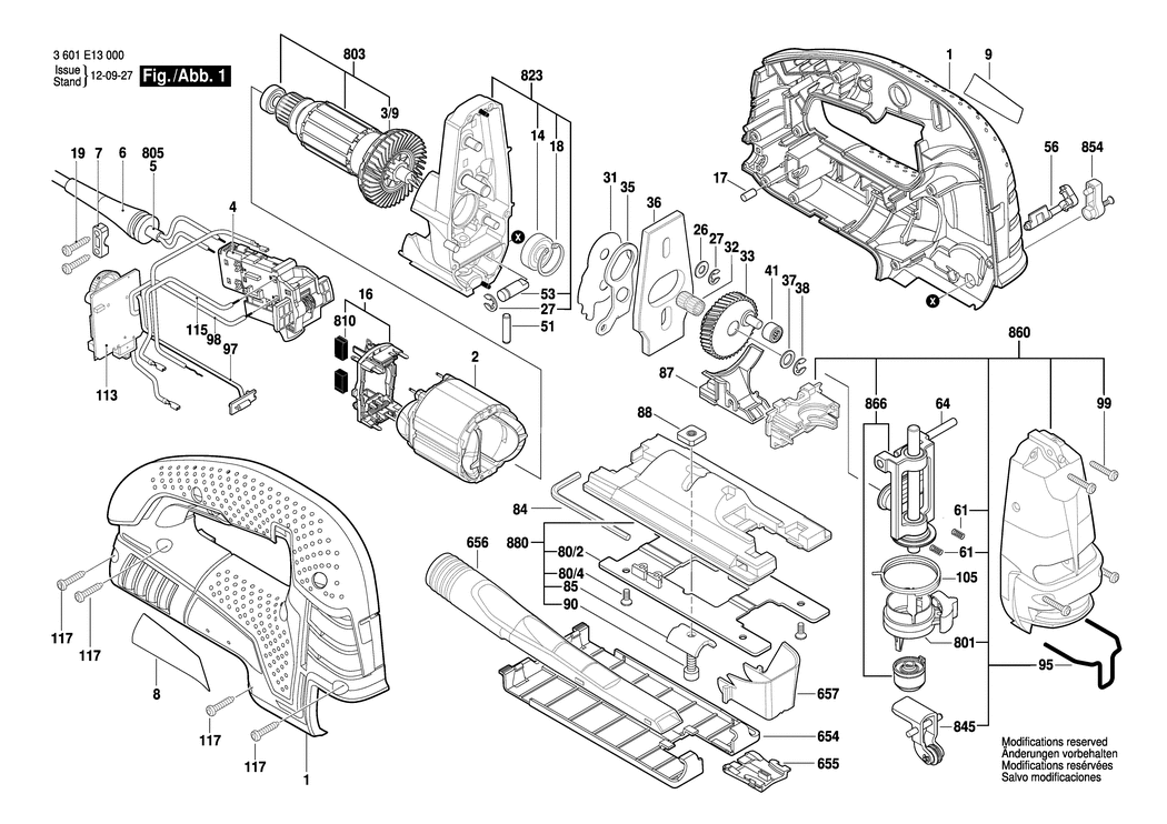 Bosch GST 150 BCE / 3601E13070 / GB 230 Volt Spare Parts