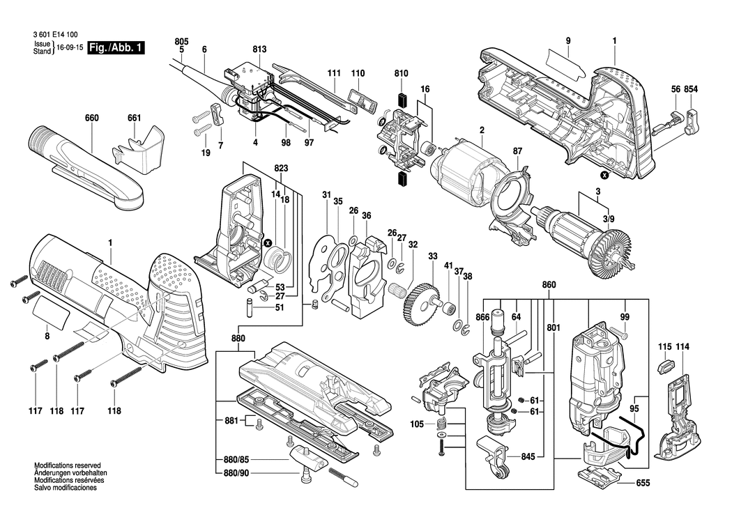 Bosch GST 1400 CE / 3601E14100 / EU 230 Volt Spare Parts