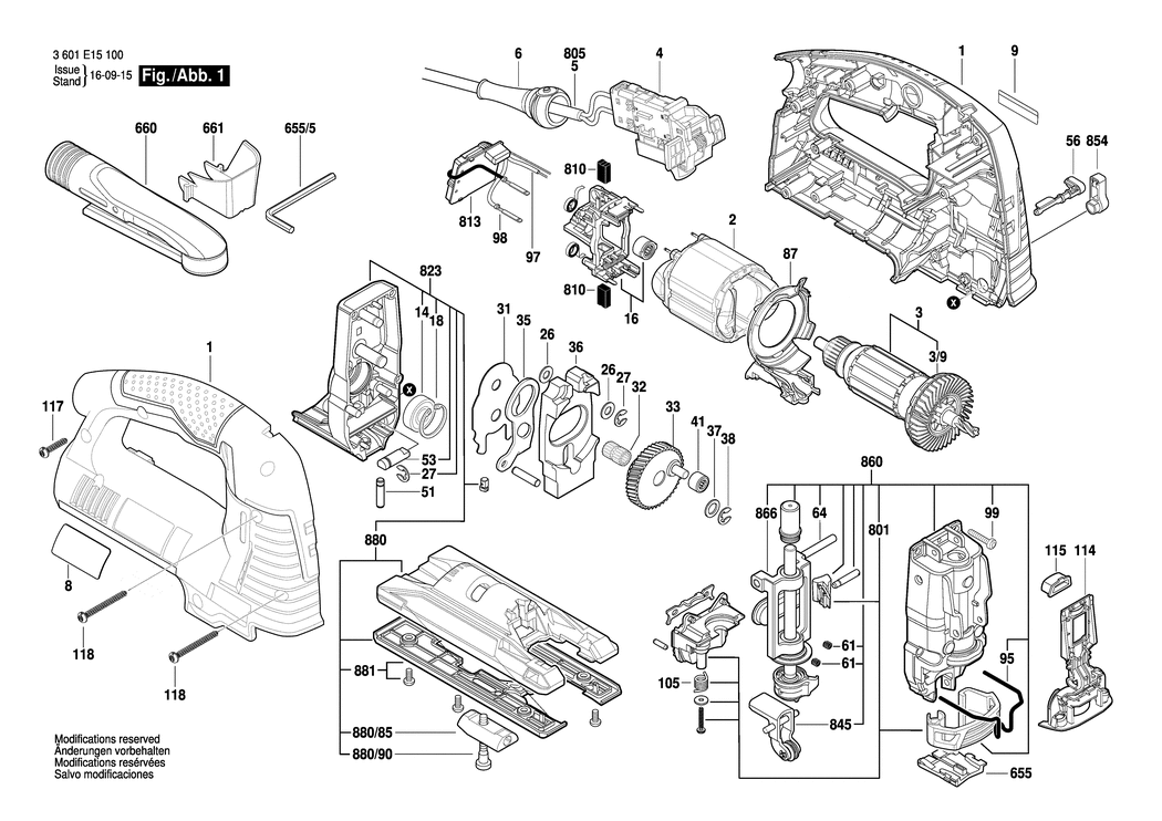 Bosch GST 1400 BCE / 3601E15100 / EU 230 Volt Spare Parts
