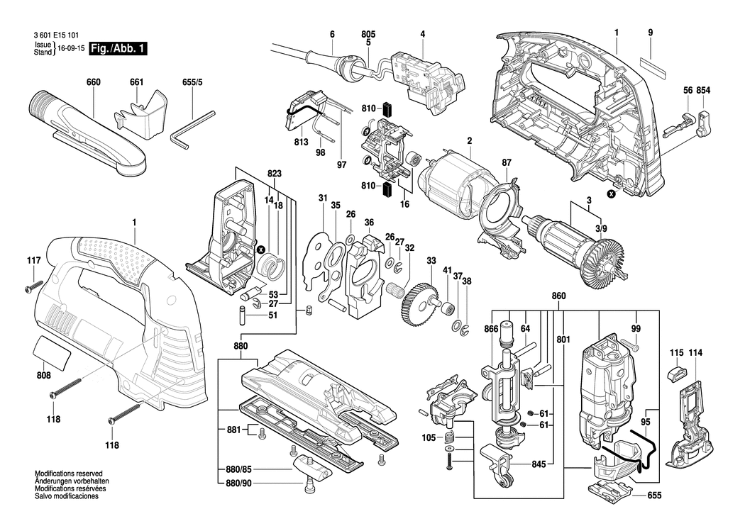 Bosch GST 1400 BCE / 3601E15101 / EU 230 Volt Spare Parts