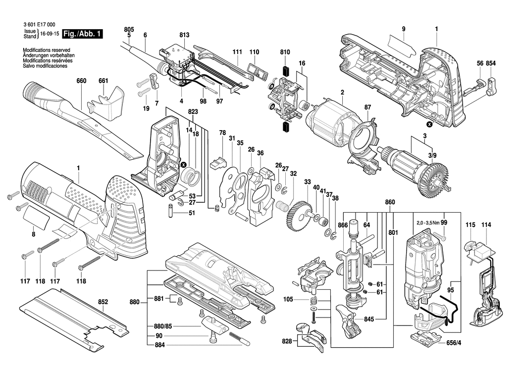 Bosch GST 160 CE / 3601E17070 / GB 230 Volt Spare Parts