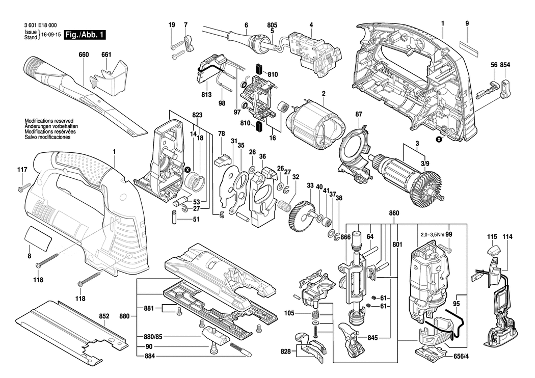 Bosch GST 160 BCE / 3601E18000 / EU 230 Volt Spare Parts