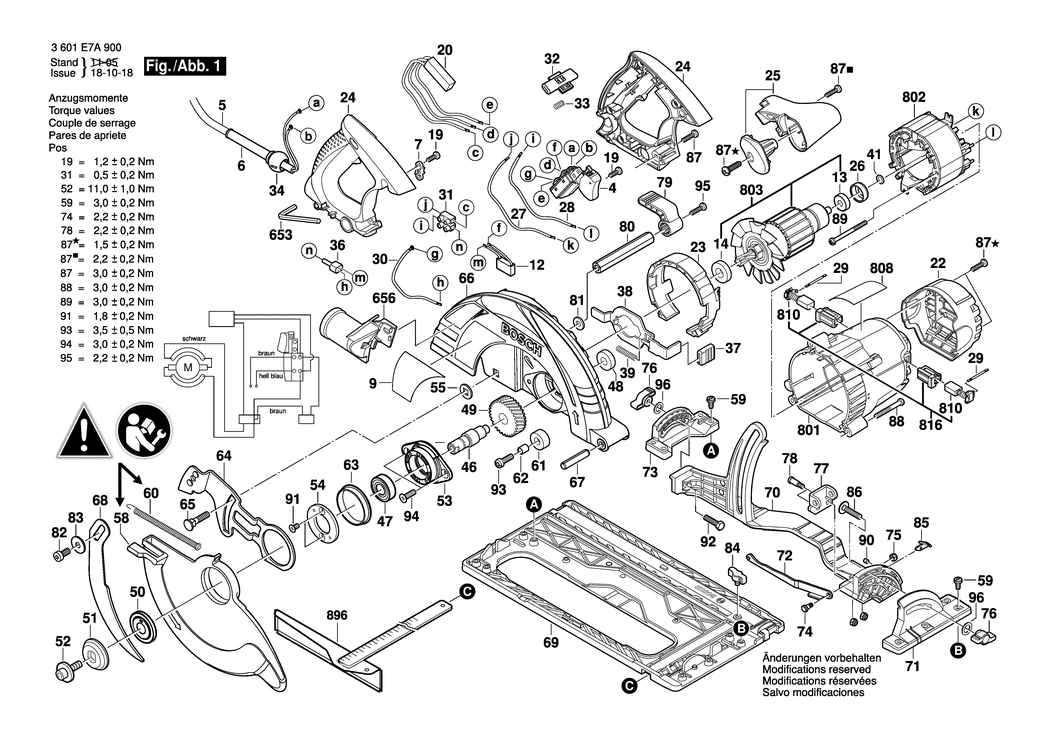 Bosch GKS 85 G / 3601E7A930 / CH 230 Volt Spare Parts