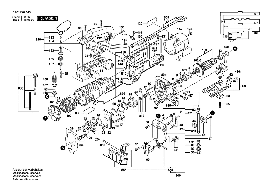 Bosch GST 85 PBE / 3601E8764A / --- 240 Volt Spare Parts