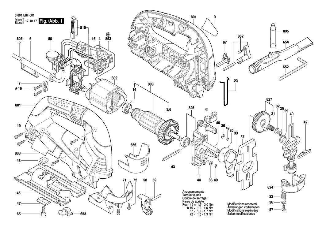 Bosch GST 90 BE / 3601E8F001 / EU 230 Volt Spare Parts